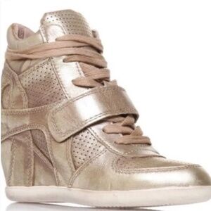 ASH Bowie Gold Wedge Sneakers